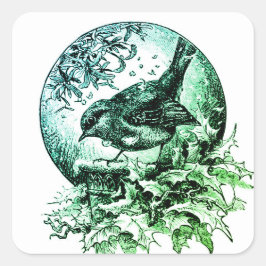 VINTAGER SANTA-ILLUSTRATION-SQUARE-STICKER QUADRATISCHER AUFKLEBER