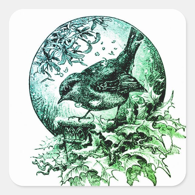 VINTAGER SANTA-ILLUSTRATION-SQUARE-STICKER QUADRATISCHER AUFKLEBER (Vorderseite)