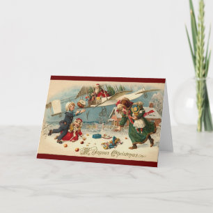 Vintager Santa im Flugzeug Feiertagskarte