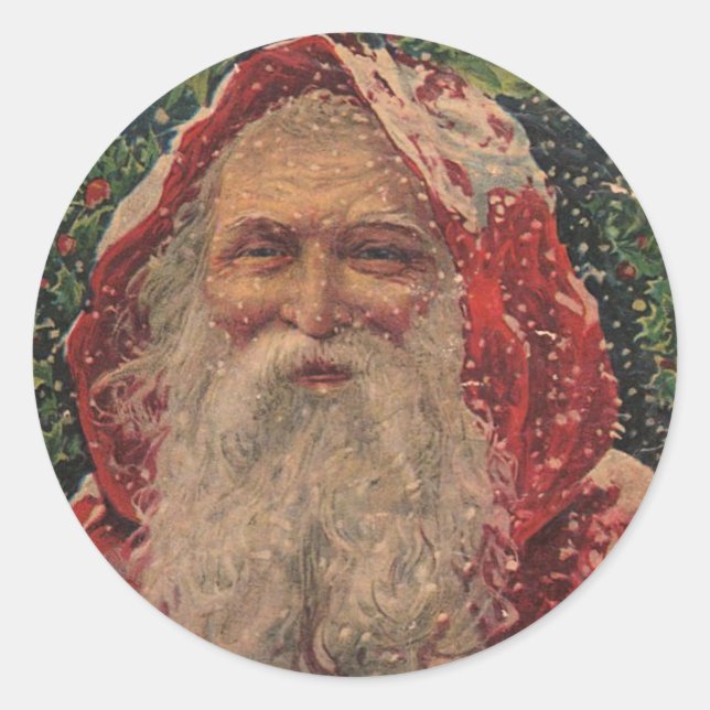 Vintager Santa in Snow - Aufkleber (Vorderseite)