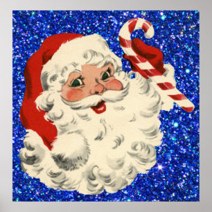 Vintager Santa mit Bonbons Poster