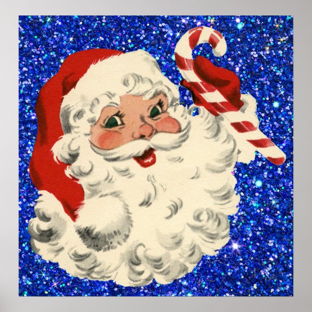 Vintager Santa mit Bonbons Poster (Vorne)