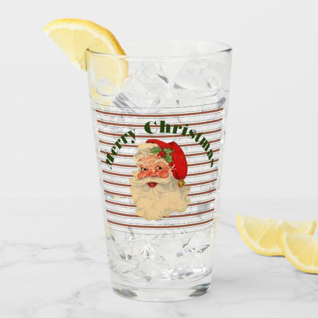 Vintager Santa mit Candy Cane Streifen Glas (Vorderseite Ice)