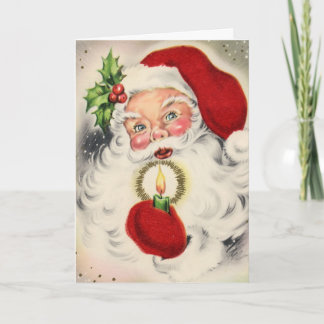 Vintager Santa mit Kerze Feiertagskarte