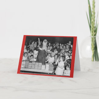 Vintager Santa mit Kinderkarte Feiertagskarte