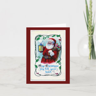 Vintager Santa mit Laternengrüßkarte Dankeskarte