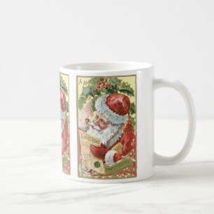 Vintager Santa mit Liste Tasse