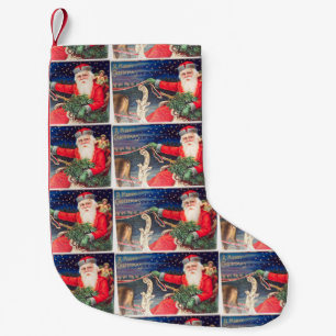 Vintager Santa-on-Schlitten Kleiner Weihnachtsstrumpf