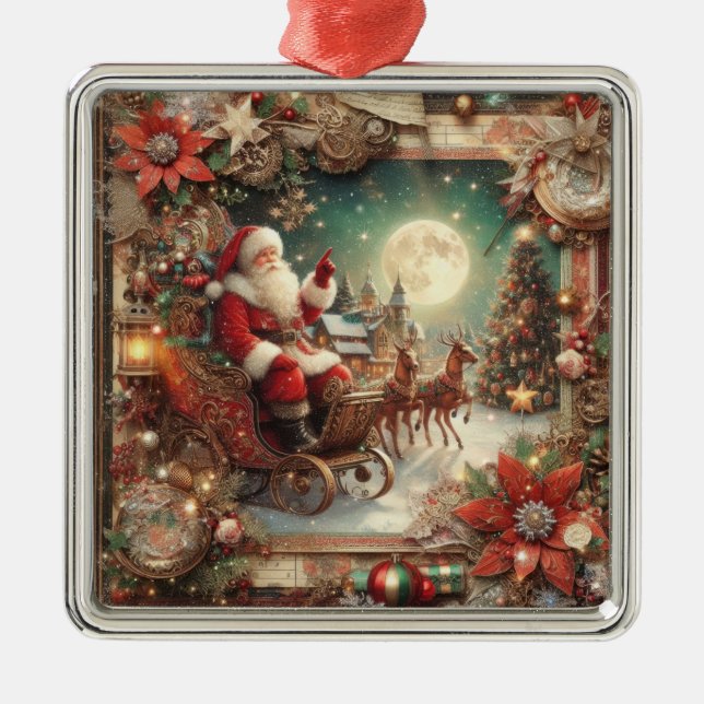 Vintager Santa Ornament Aus Metall (Vorne)