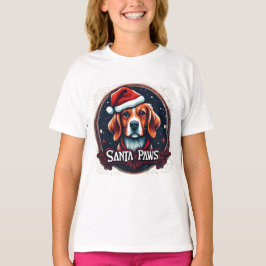 Vintager Santa Paws Hund mit Weihnachtsmannmütze W T-Shirt