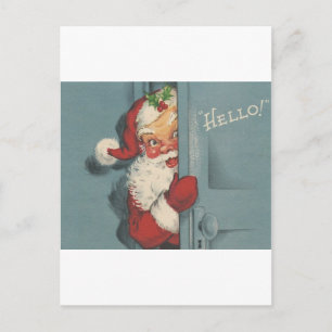 Vintager Santa Peeking Feiertagspostkarte