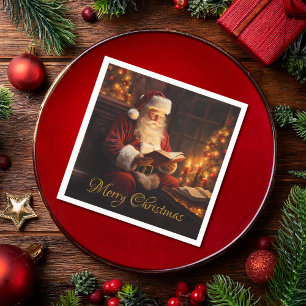 Vintager Santa Reading Serviette