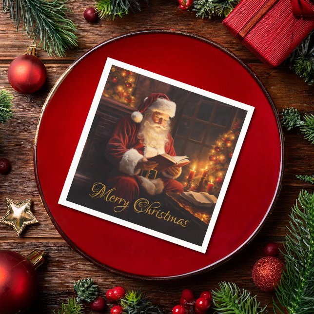 Vintager Santa Reading Serviette (Von Creator hochgeladen)