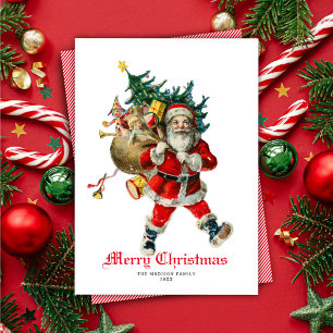 Vintager Santa Sack of Toys Nicht-Foto-Urlaubskart