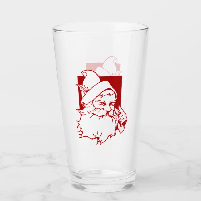 Vintager Santa Santa Santa Santa Glas (Vorderseite)