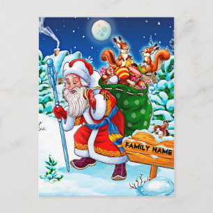 Vintager Santa Santa Santa Santa Postkarte