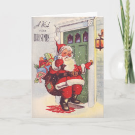 Vintager Santa Santa Santa Santa Santa Feiertagskarte
