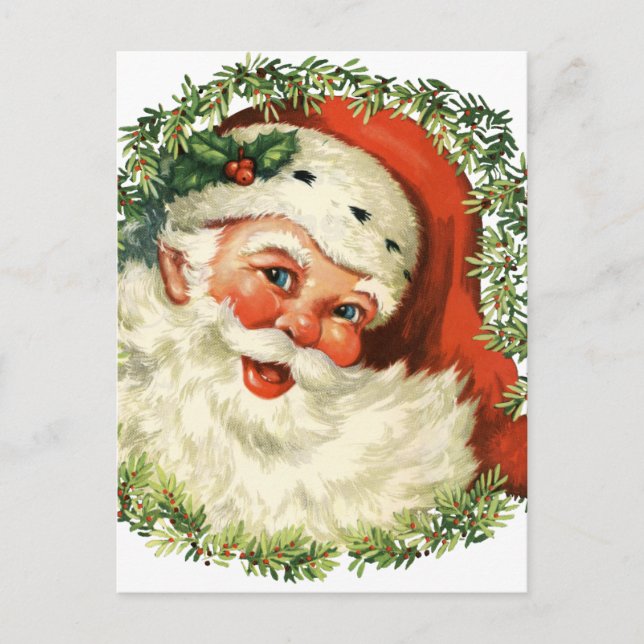 Vintager Santa Santa Santa Santa Santa Feiertagspostkarte (Vorderseite)
