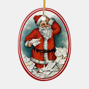 Vintager Santa Santa Santa Santa Santa Keramik Ornament