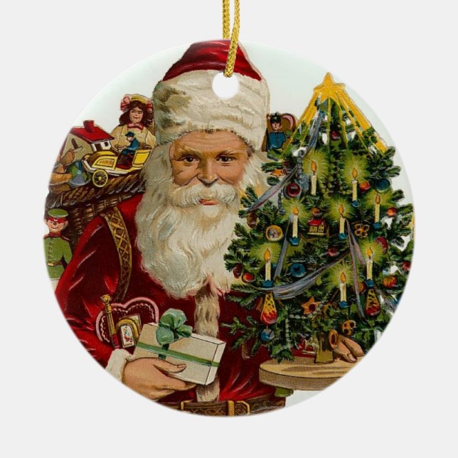 Vintager Santa Santa Santa Santa Santa Keramikornament (Vorne)