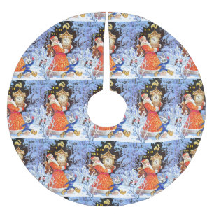 Vintager Santa Santa Santa Santa Santa Polyester Weihnachtsbaumdecke