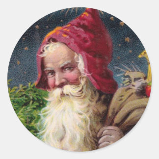 Vintager Santa Santa Santa Santa Santa Runder Aufkleber