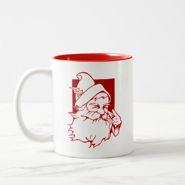 Vintager Santa Santa Santa Santa Santa Zweifarbige Tasse (Links)