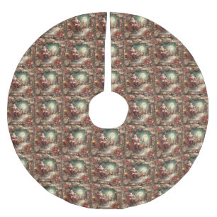 Vintager Santa Tree-Rock Polyester Weihnachtsbaumdecke