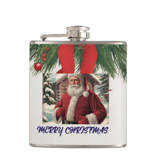 Vintager Santa Vinyl Wrapped Flask Flachmann