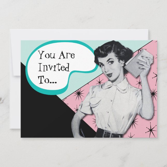 Vintager Sassy Sekretär Invitation Einladung (Vorderseite)
