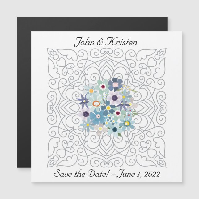 Vintager Save the Date Viktorianischer Rahmen mit  Magneteinladung (Vorne/Hinten)