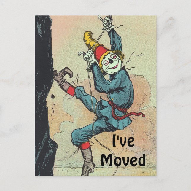 Vintager Scarecrow Oz - Neue Adresse PC Ankündigungspostkarte (Vorderseite)