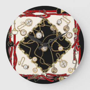 Vintager Scarf: Muster der Kettenlaufzeit Große Wanduhr