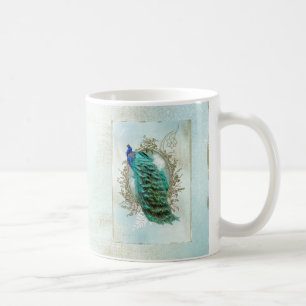 Vintager schäbiger Vogel des schönen Türkises d Tasse