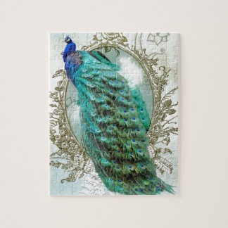 Vintager schäbiger Vogel des schönen Türkises des Puzzle