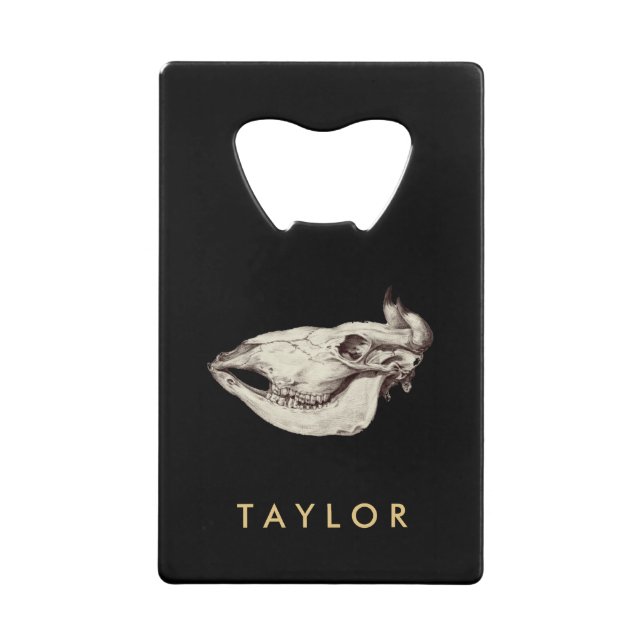 Vintager Schädel der Kuhdarstellung Geldbeutel Flaschenöffner (Vorderseite)