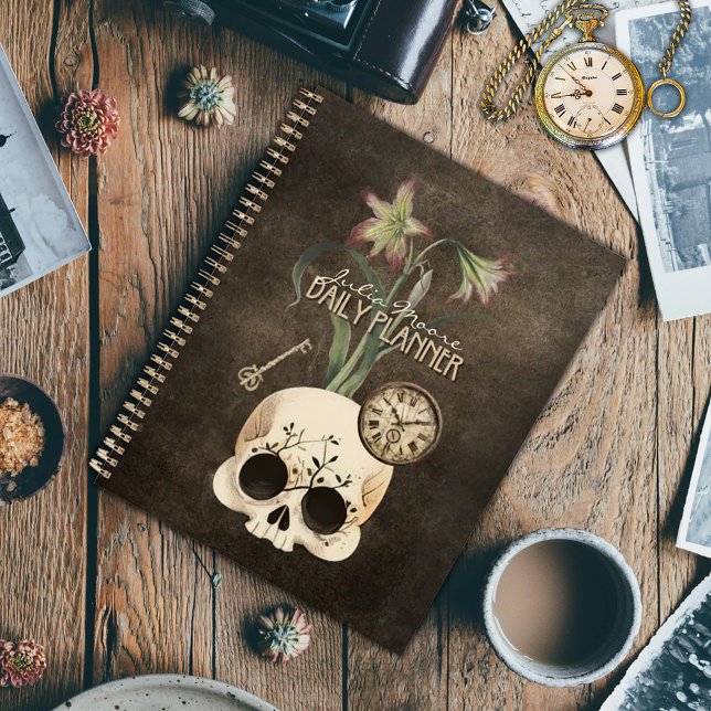 Vintager Schädel Gothic Floral Personalisiert Planer (Von Creator hochgeladen)