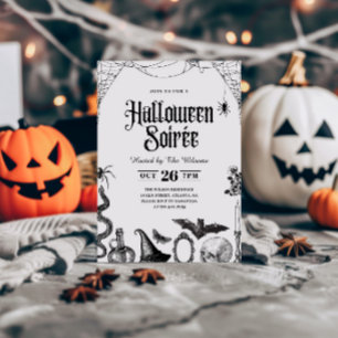 Vintager Schädel Halloween Soirée Einladung