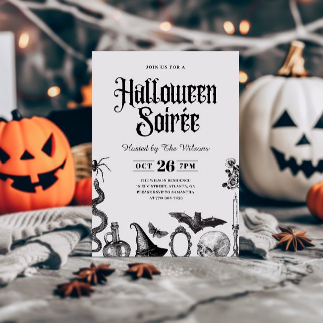Vintager Schädel Halloween Soirée Einladung (Von Creator hochgeladen)