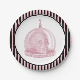Vintager Schädel in einer Cloche | Halloween Apoth Pappteller