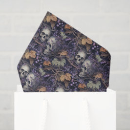 Vintager Schädel und BlumenHalloween Seidenpapier