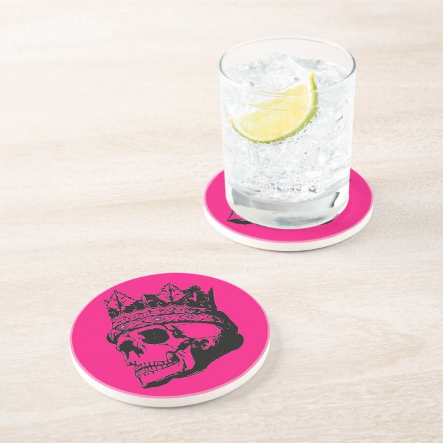 Vintager Schädelkönig mit Crown Drink Untersetzer (Seite)