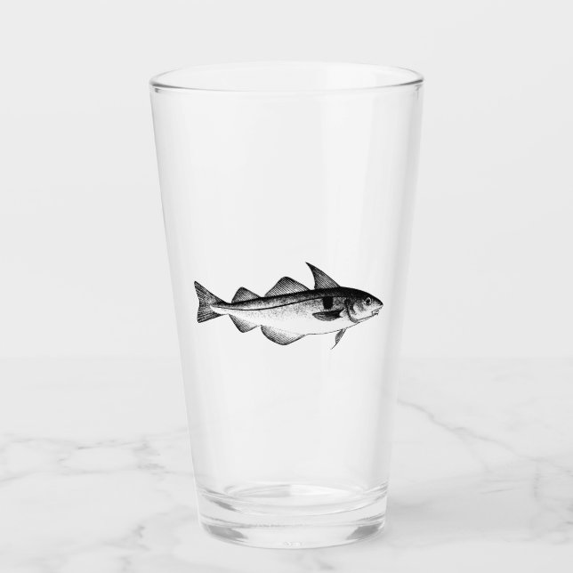 Vintager Schellfisch Glas (Vorderseite)
