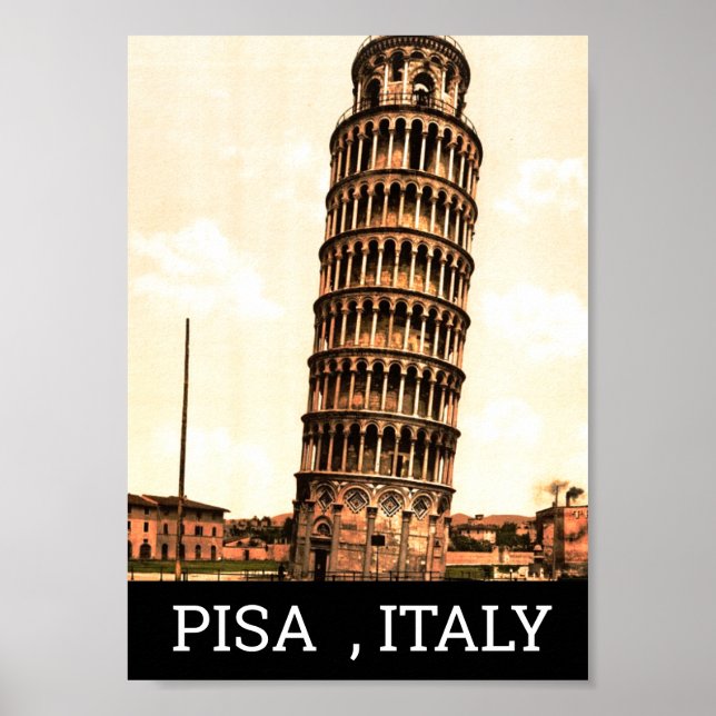 Vintager Schießturm von Pisa - Italien Poster (Vorne)