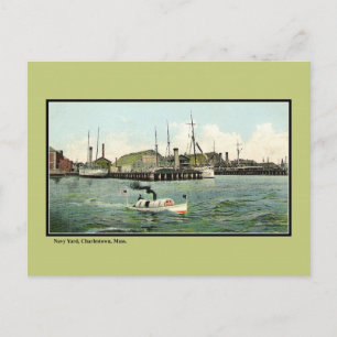 Vintager Schiffswerft Charlestown MA Postkarte