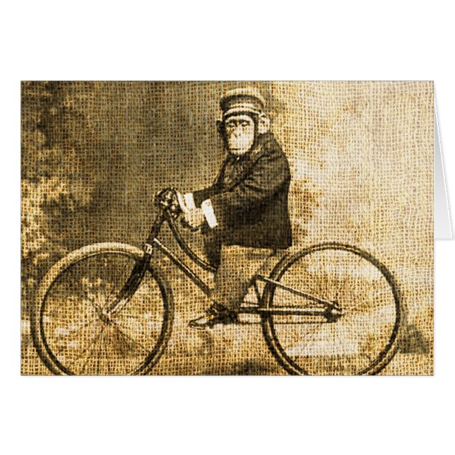 Vintager Schimpanse auf einem Fahrrad (Vorderseite (Horizontal))