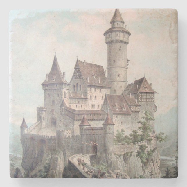 Vintager Schloss-Kunst-Stein-Untersetzer Steinuntersetzer (Vorderseite)