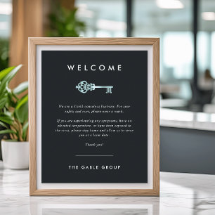 Vintager Schlüssel Reale Anwesen Covid Safety Poster