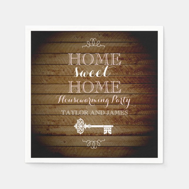 Vintager Schlüsselholz-Look Wohnhaus Neapel Serviette (Vorderseite)