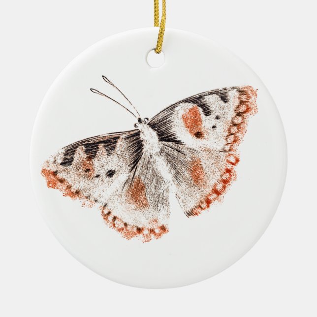 Vintager Schmetterling Alte Illustration Keramik Ornament (Vorne)